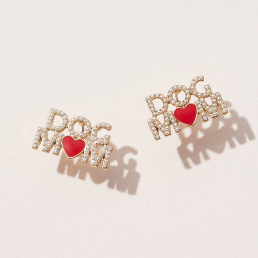 Dog Mom Pearl Pave Earrings