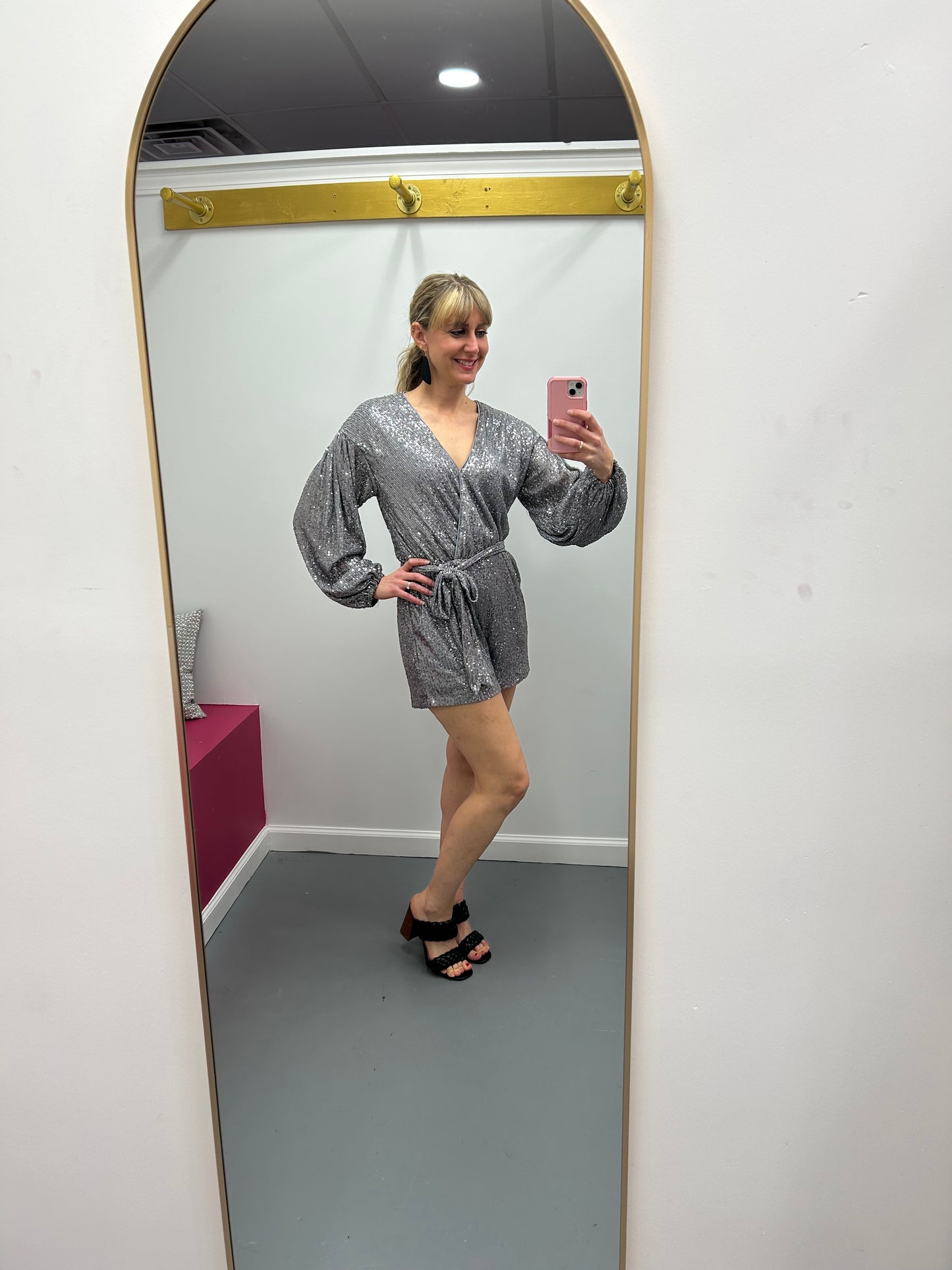 Grey Sequin Romper