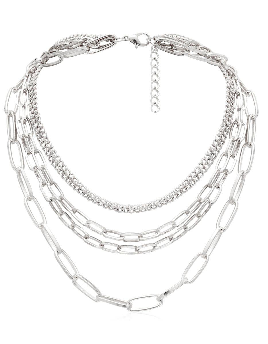 Layering Necklace 5 in 1 Silver