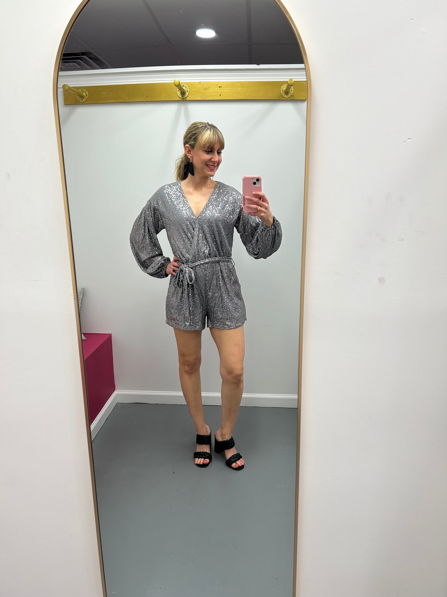 Grey Sequin Romper