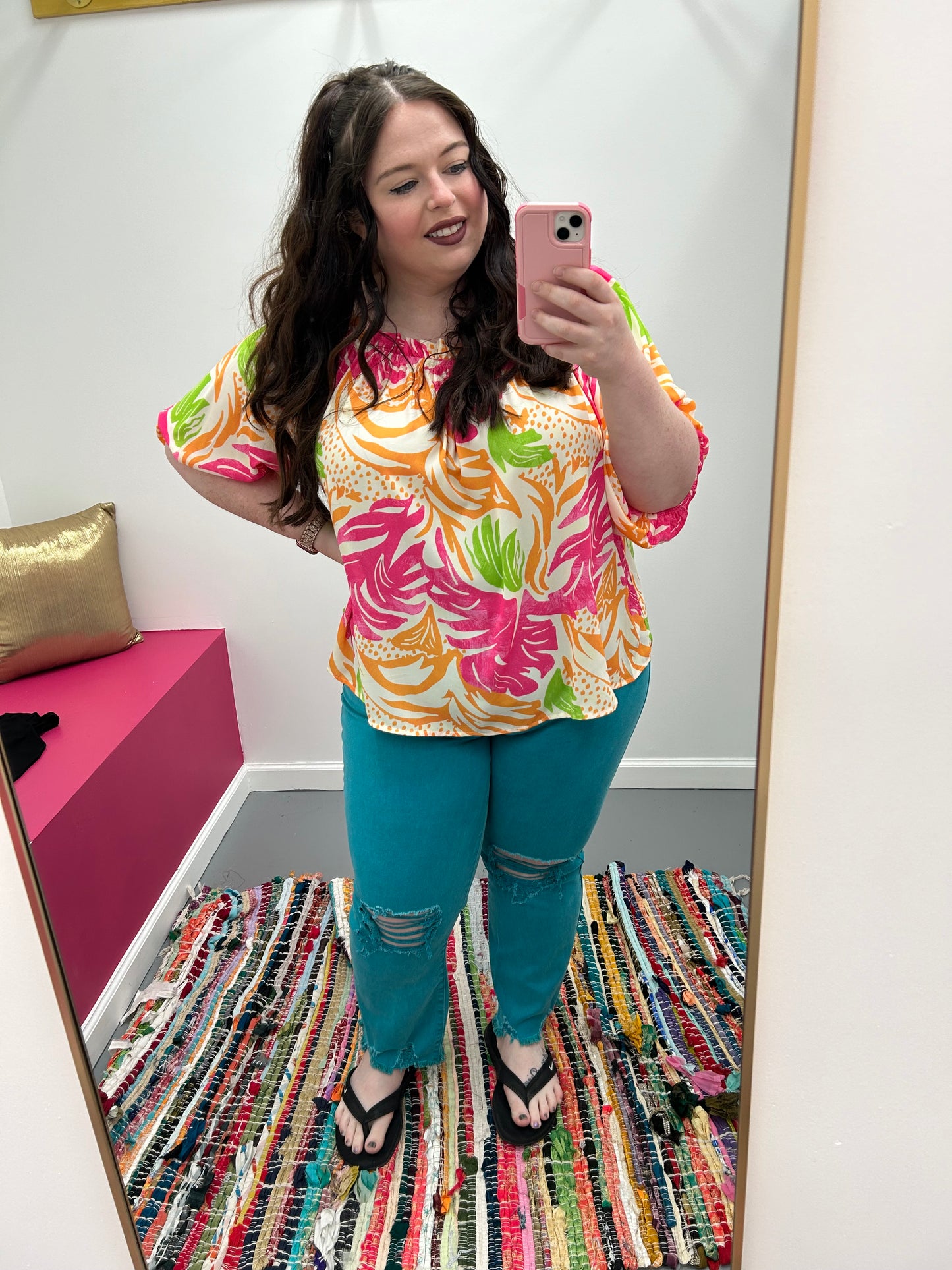 Curvy Off Shoulder Tropical Top