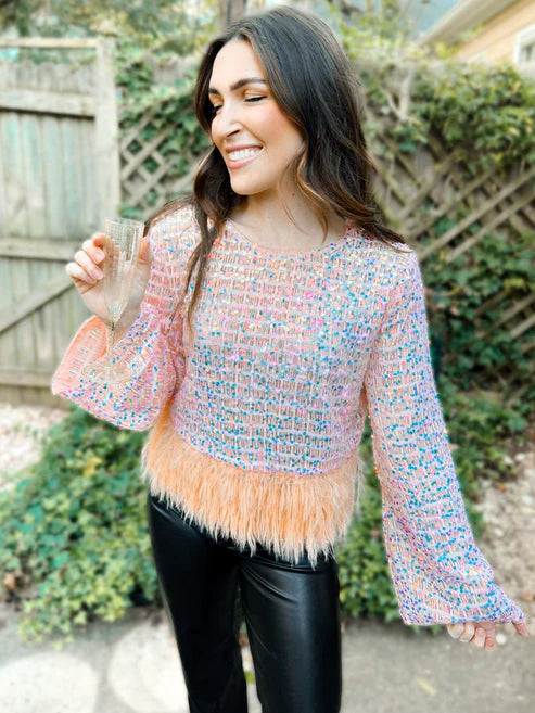 Sequin & Feather Top