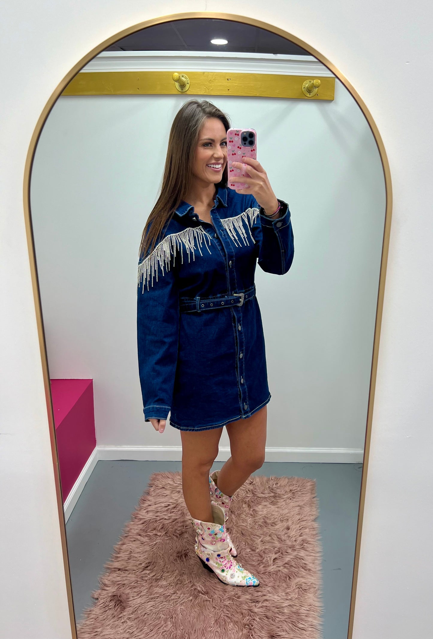 Denim Rhinestone Dress