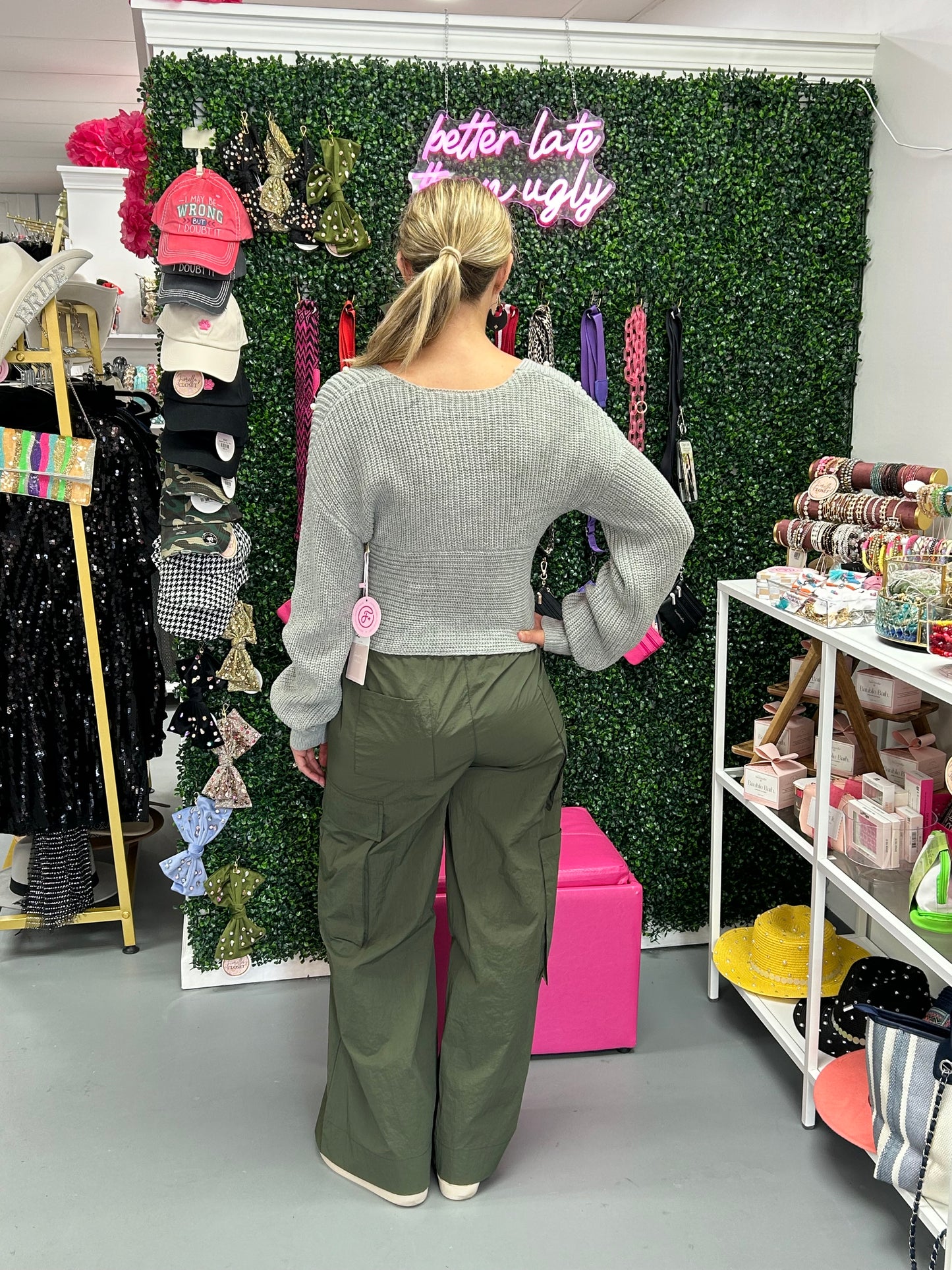 Wide Leg Cargo Pants Forest