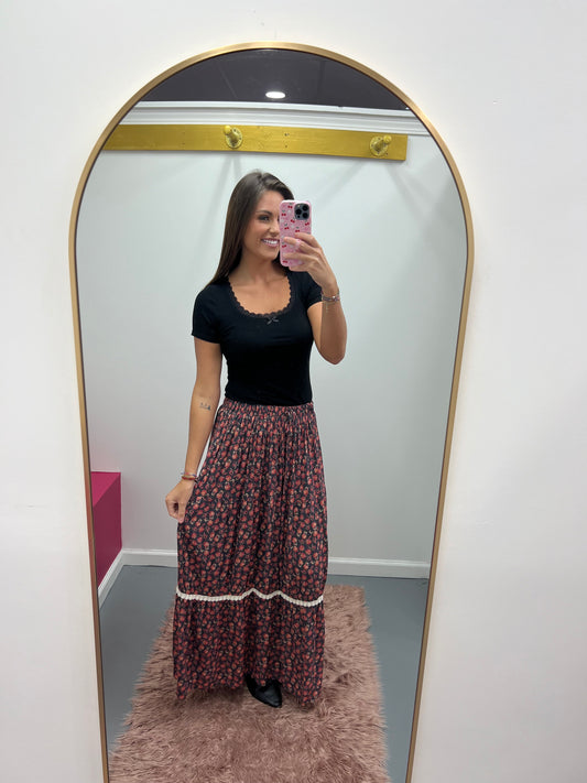 Floral Boho Maxi Skirt