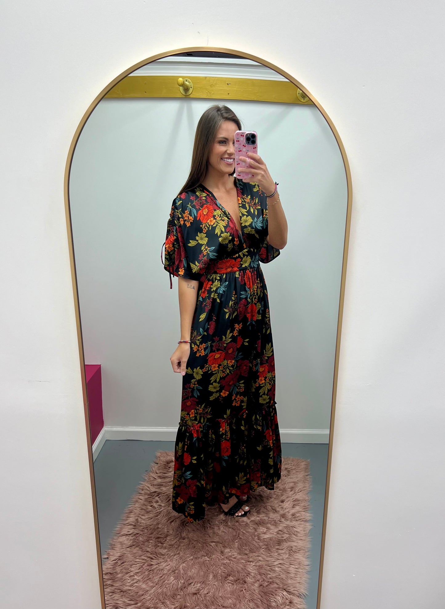 Black Floral Luxe Maxi Dress