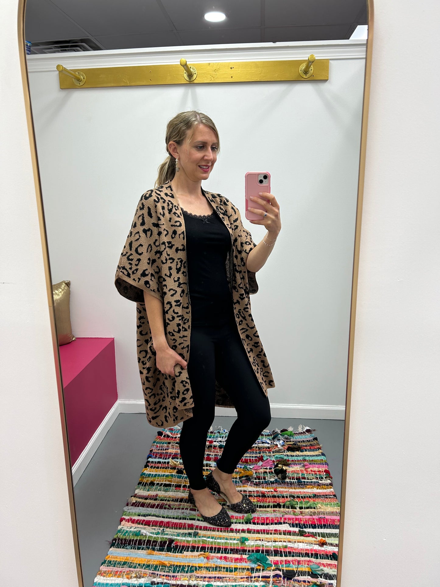 Leopard Knit Kimono O/S