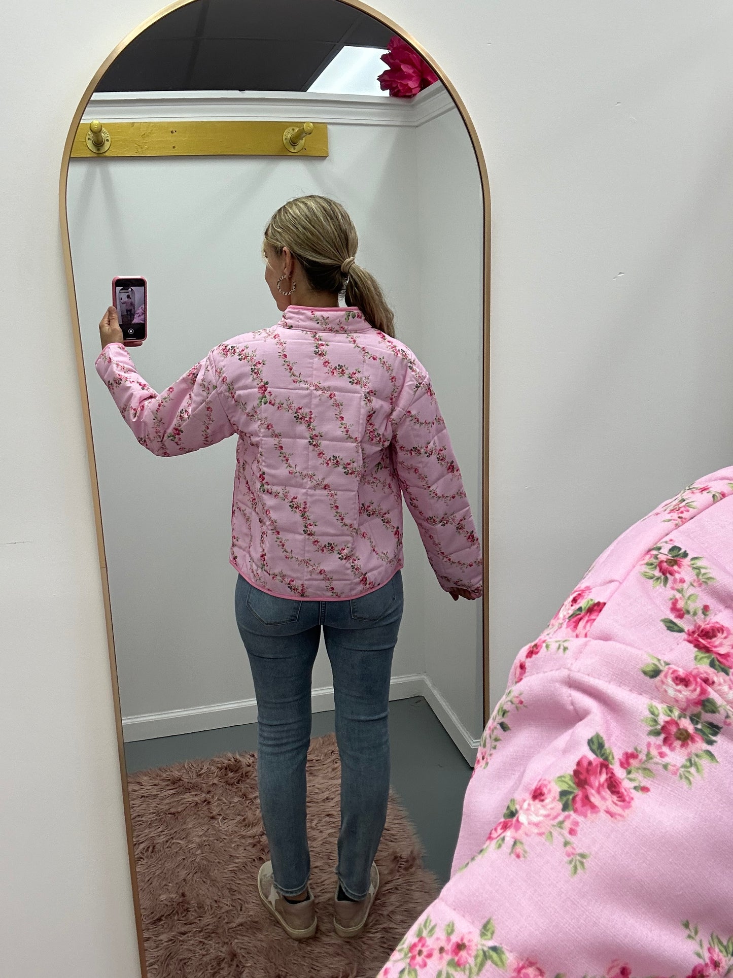 Floral Quilted Jacket Pink