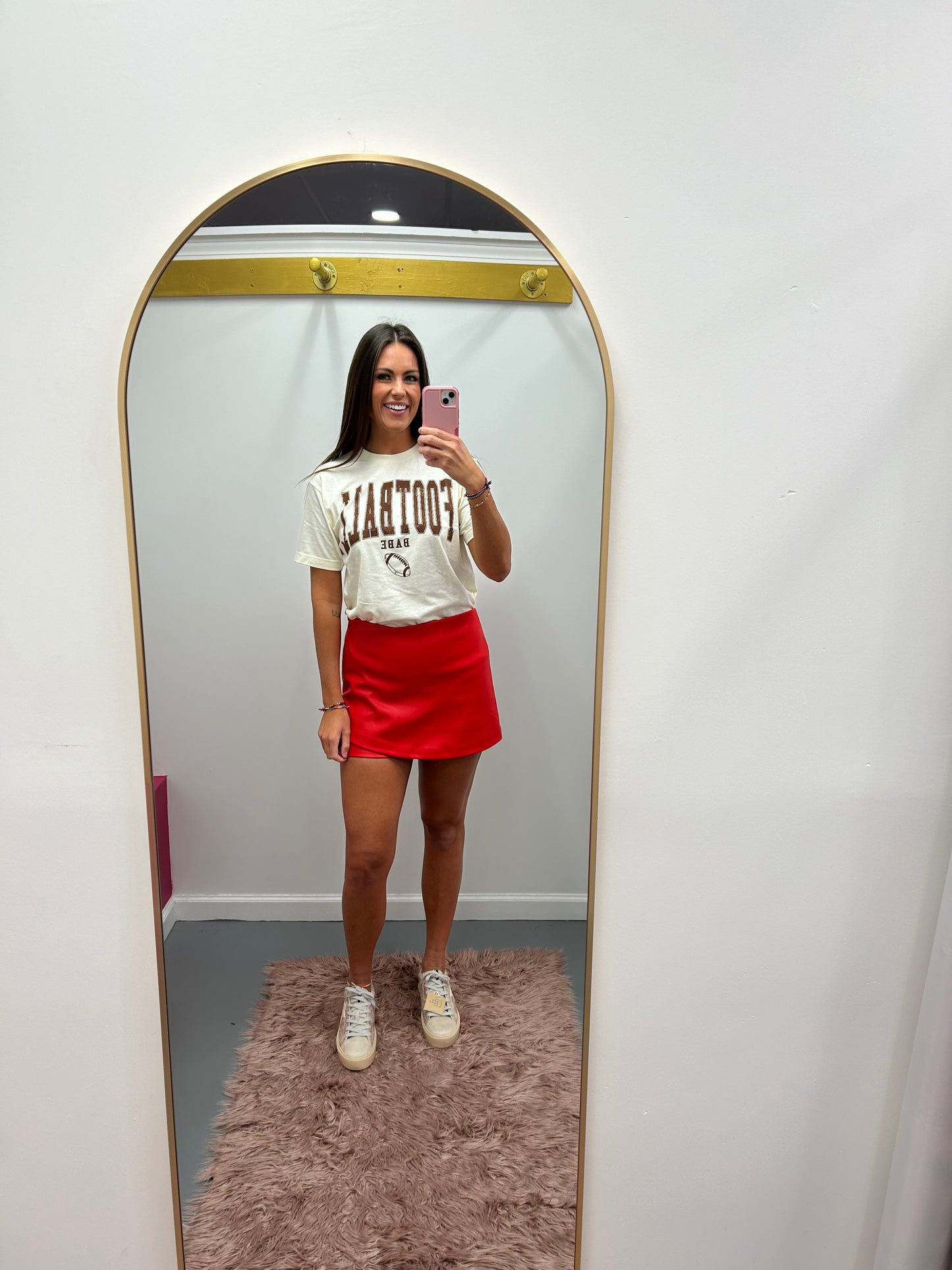 Vegan Leather Skorts Red