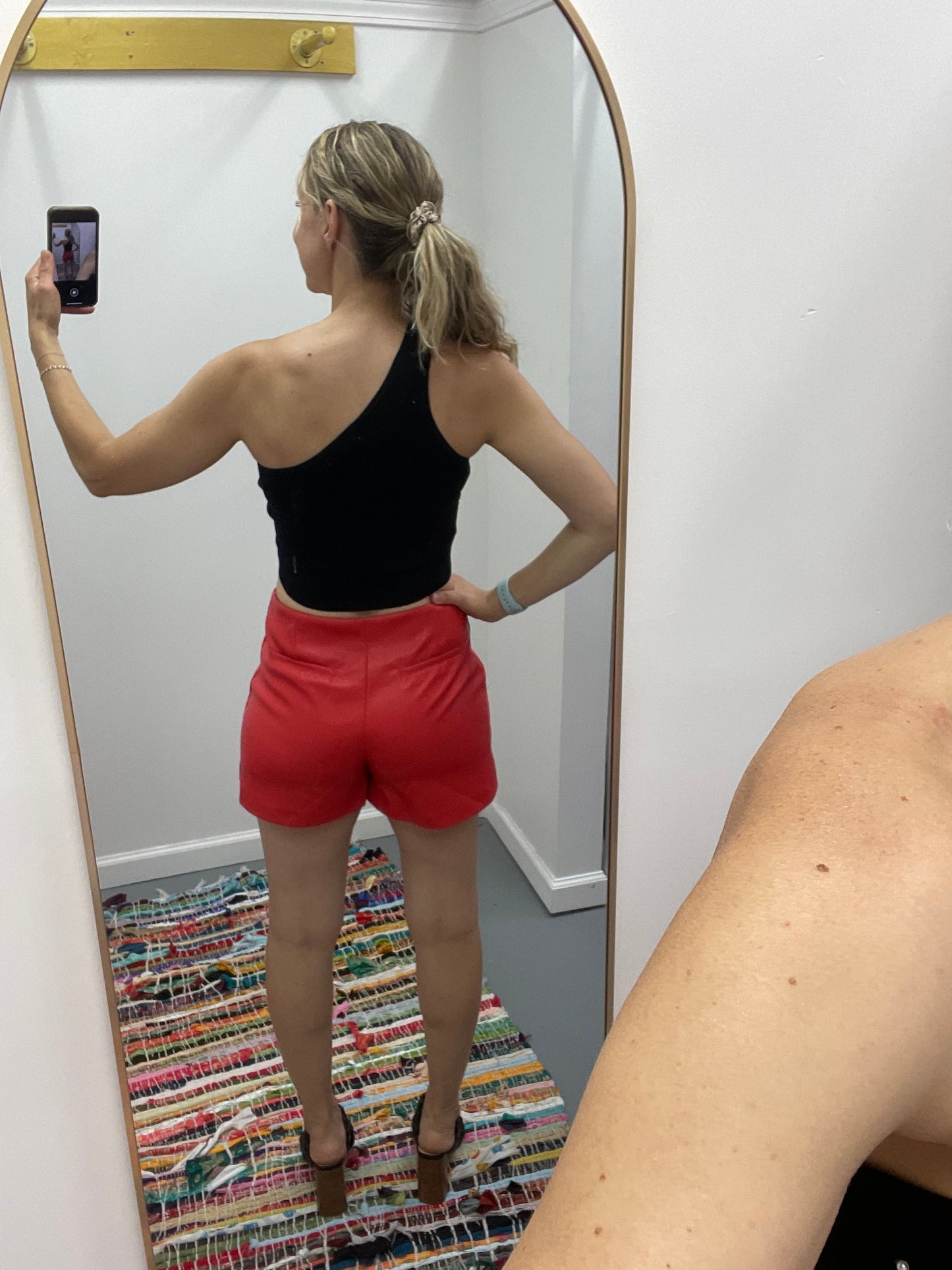 Vegan Leather Skorts Red