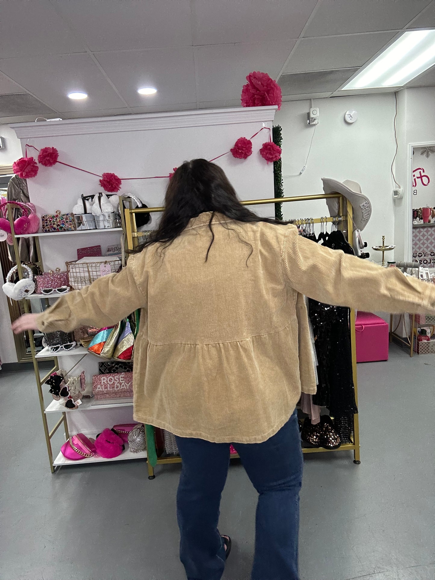 Curvy Corduroy Jacket Camel