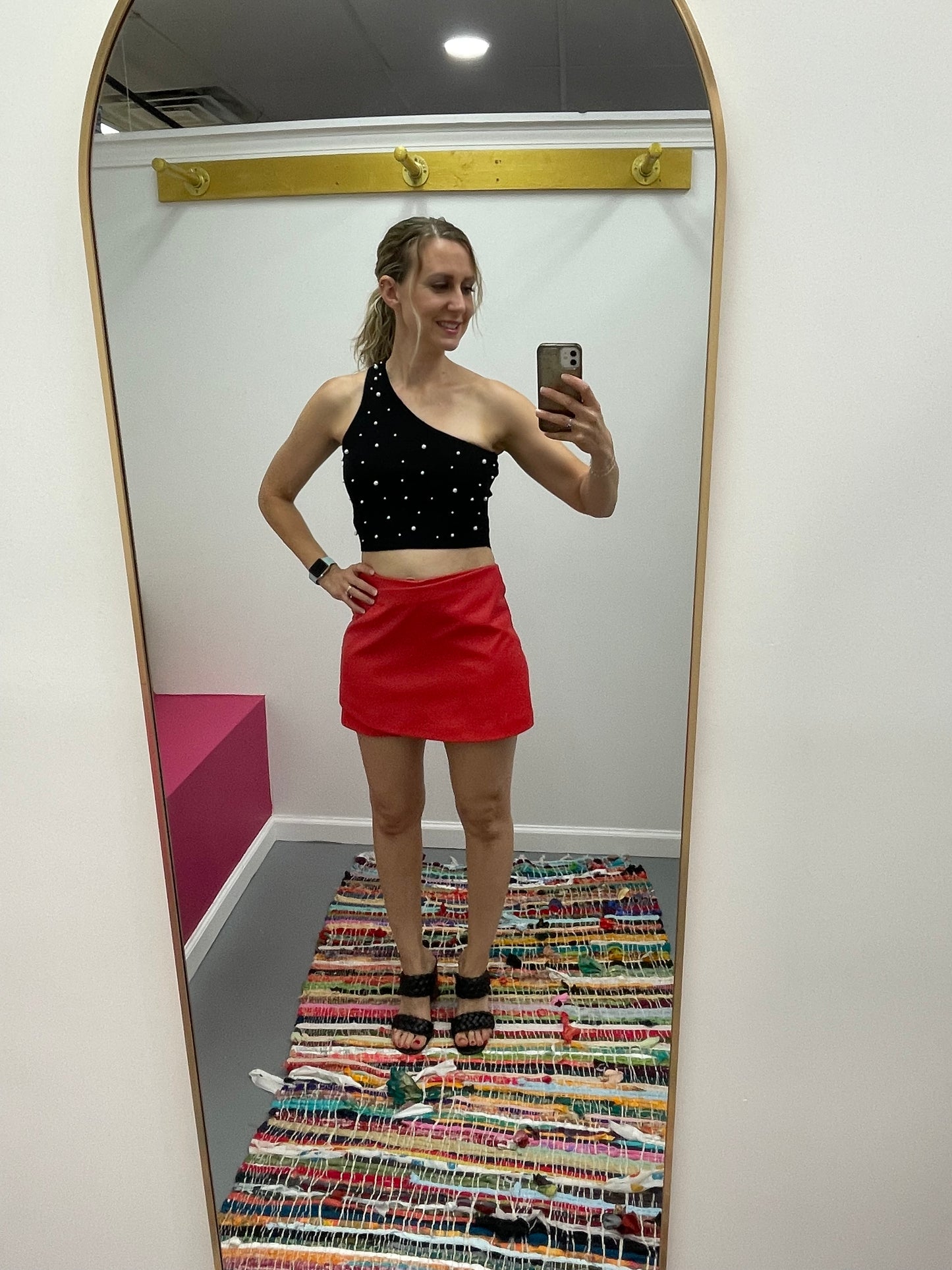 Vegan Leather Skorts Red