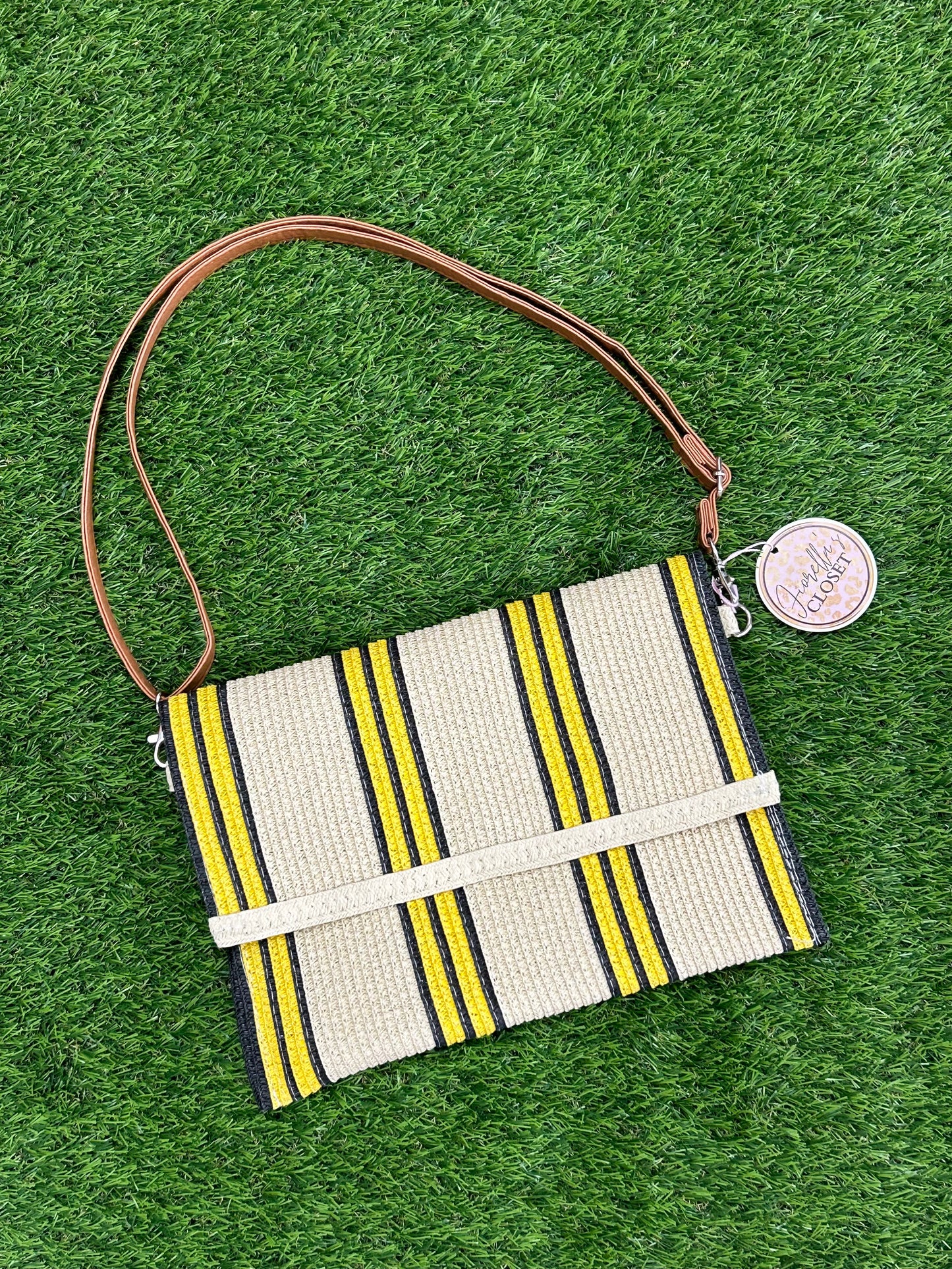 Navy Yellow Clutch w Strap