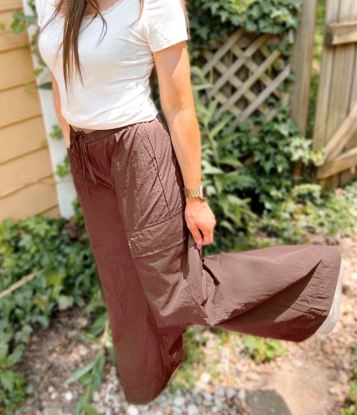 Wide Leg Cargo Pants Mauve