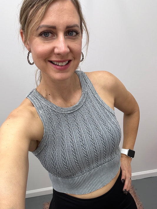 Cable Knit Cami Gray