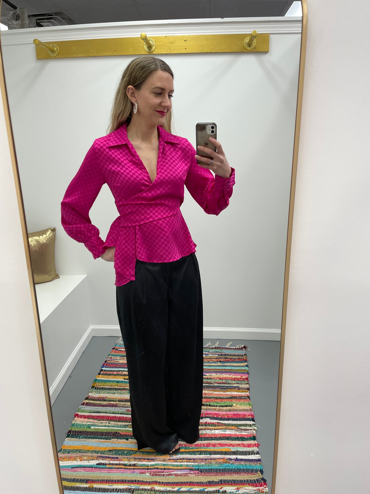 LS Front Wrap Top Fuchsia