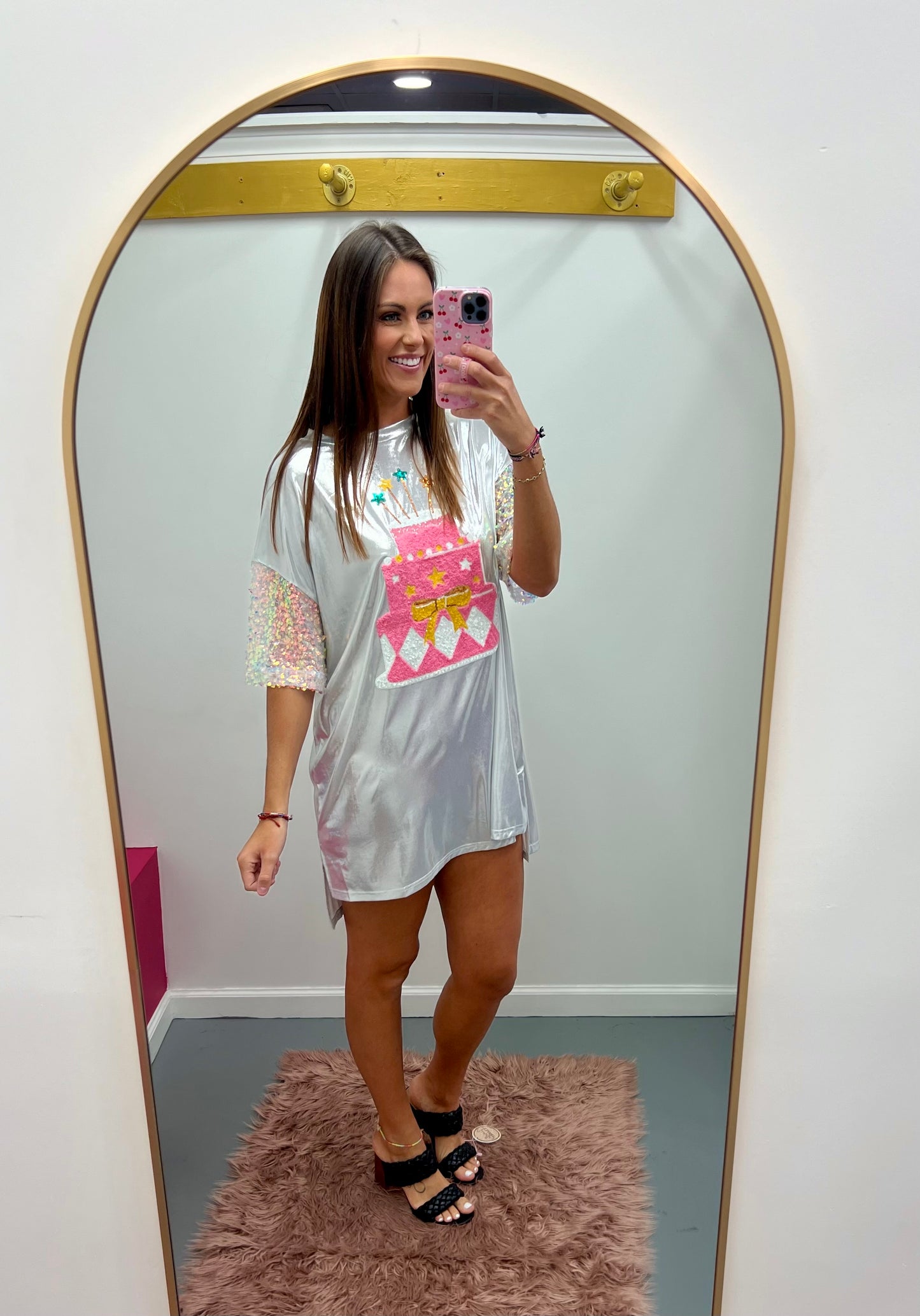 Birthday Cake Sequin Shirt Dress