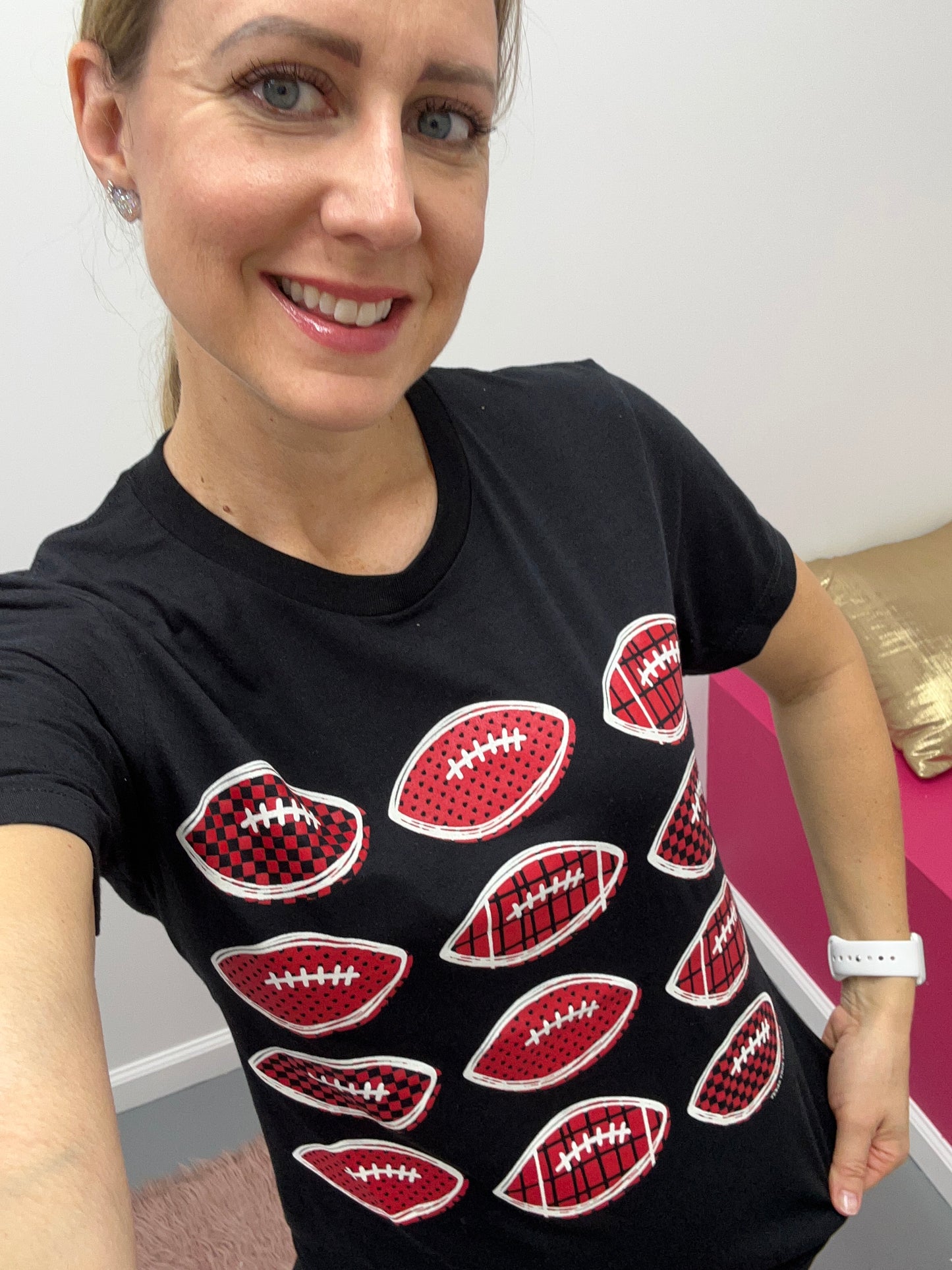 Red Black Footballs Tee