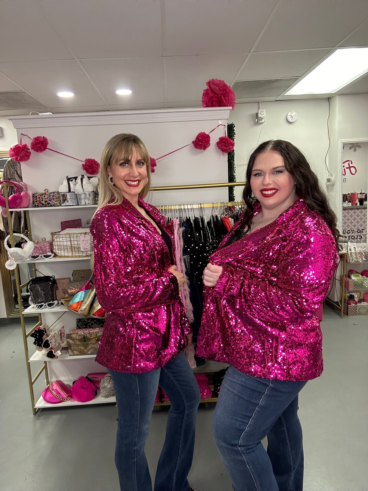 Fuchsia Sequin Lights Blazer