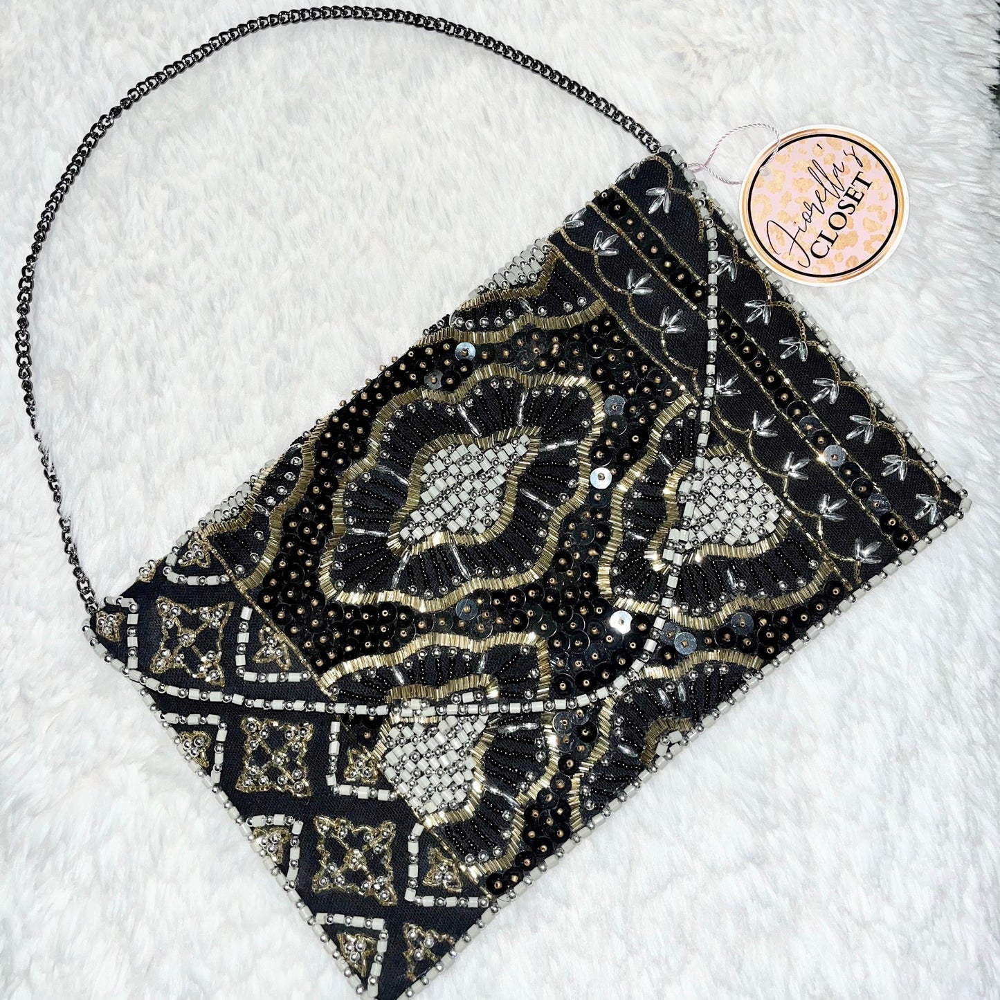 Beaded Clutch Black