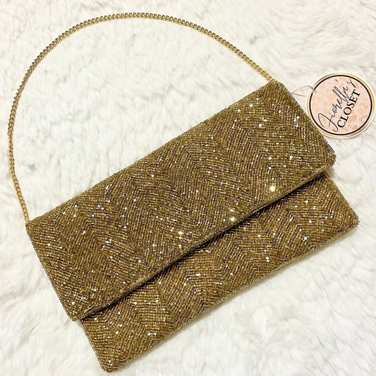 Beaded Clutch Gold