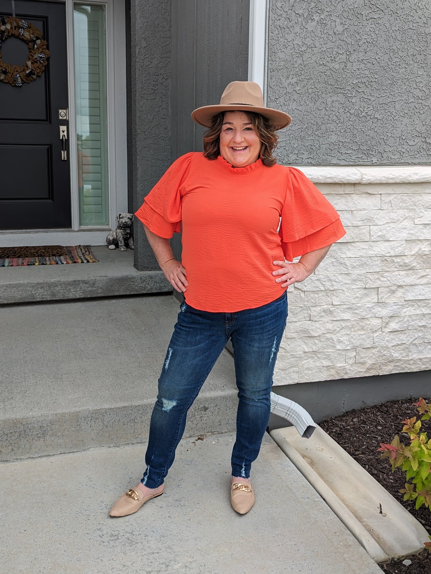 Curvy SS Luxe Top Orange