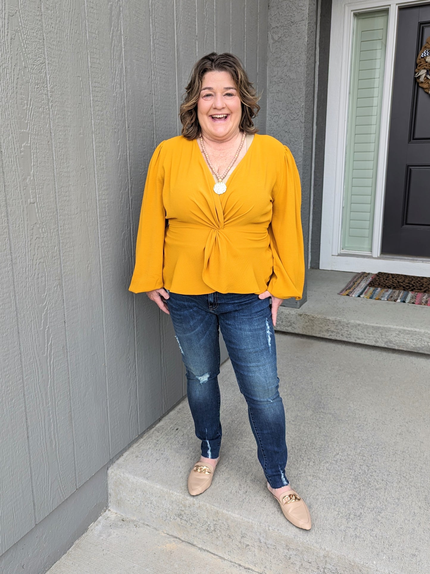 Curvy LS Top Mustard