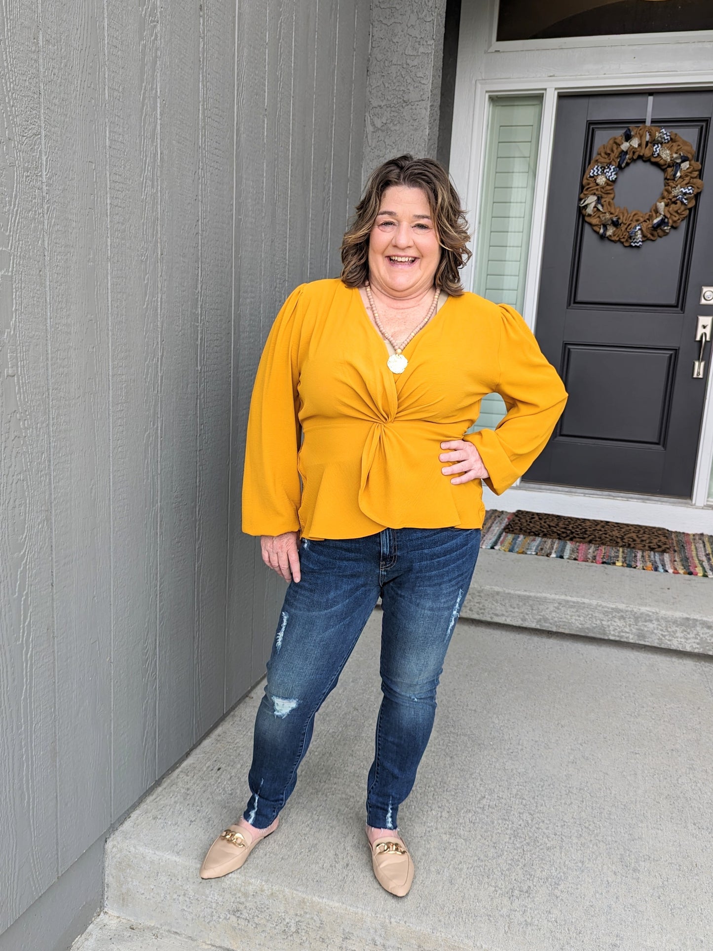 Curvy LS Top Mustard