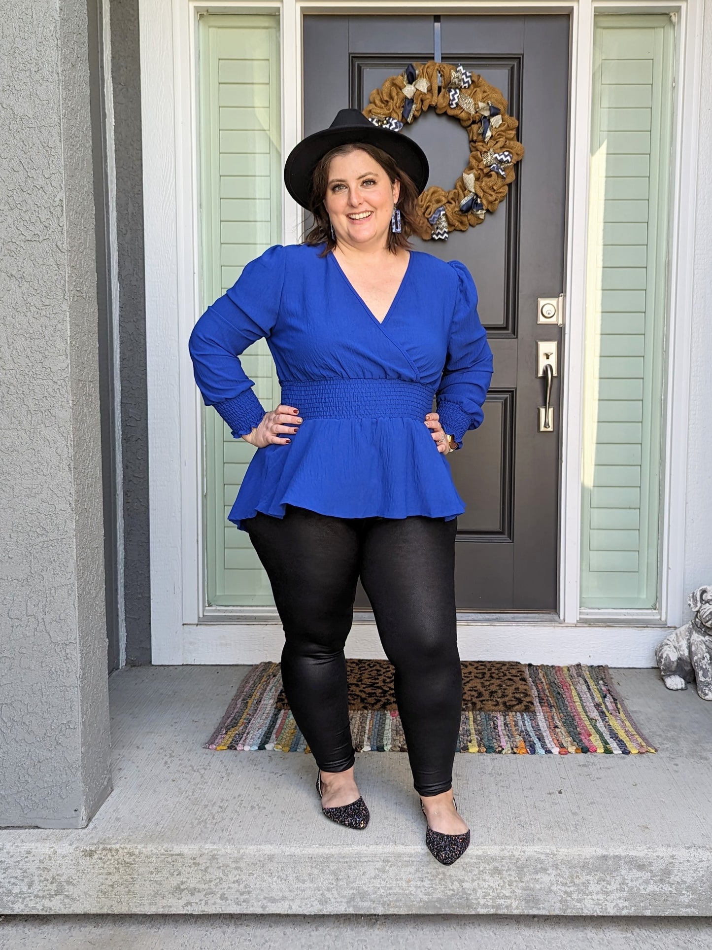 Curvy LS Cinched Top Royal