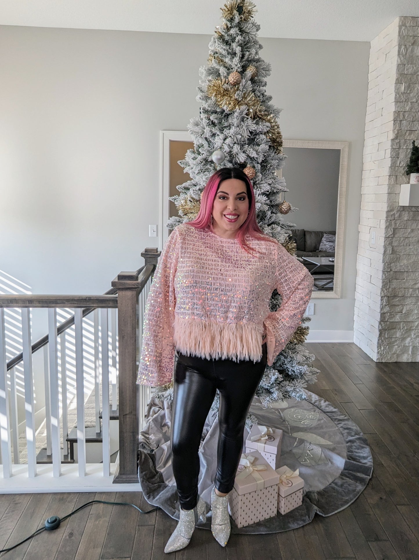 Sequin & Feather Top