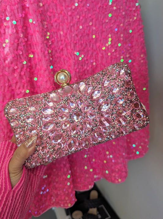 Glam Jewels Clutch Pink