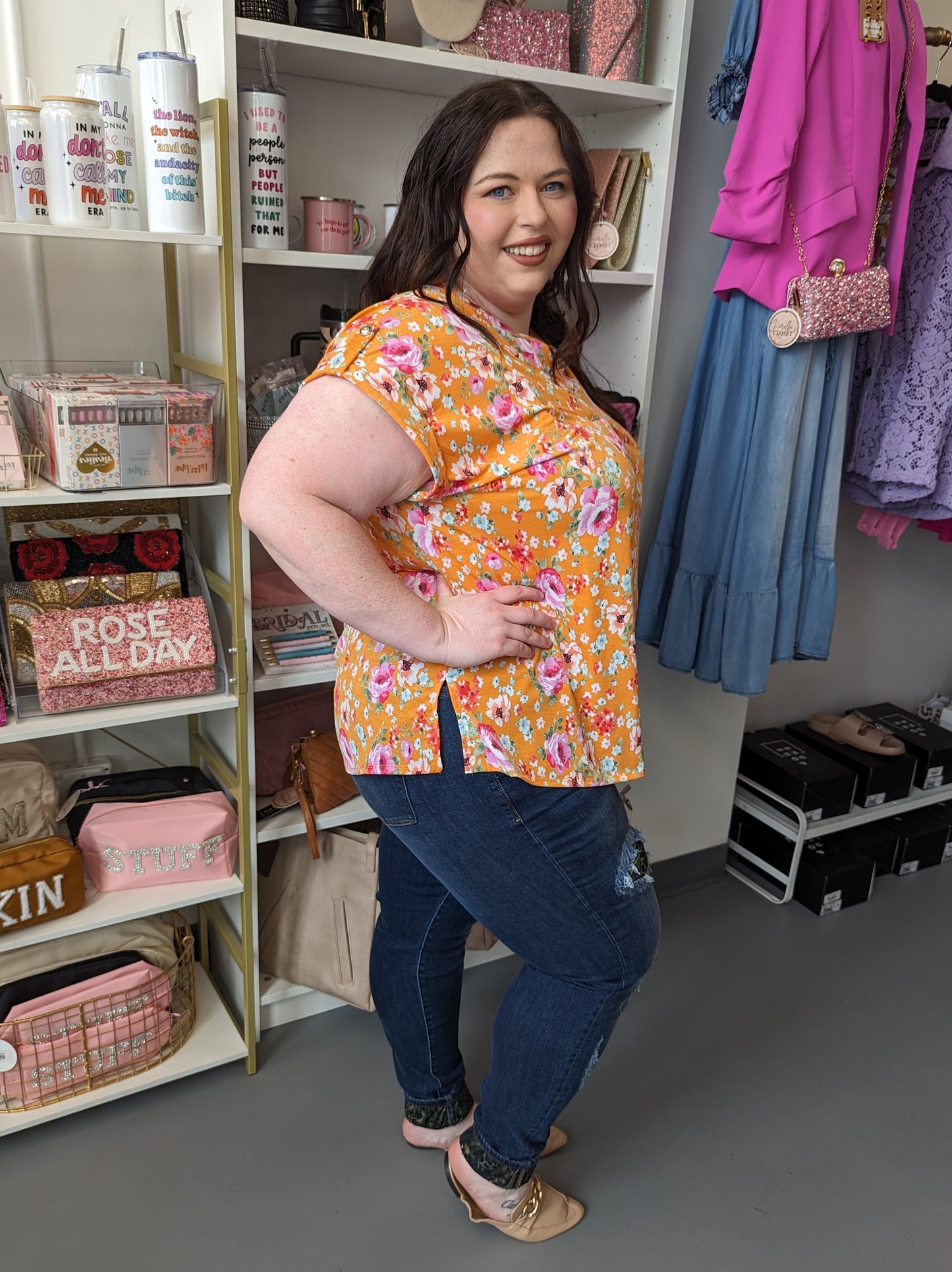 SS Top Apricot Floral (S-3X)
