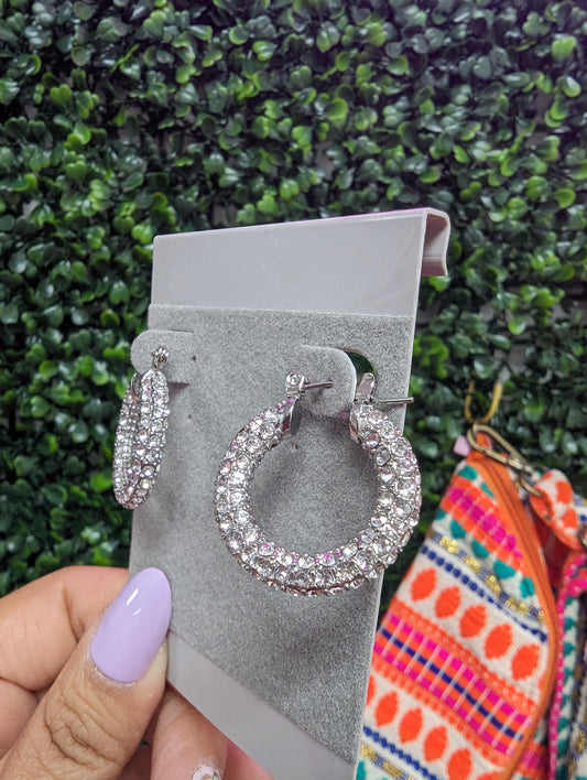 360 Sparkle Hoop Earrings Silver