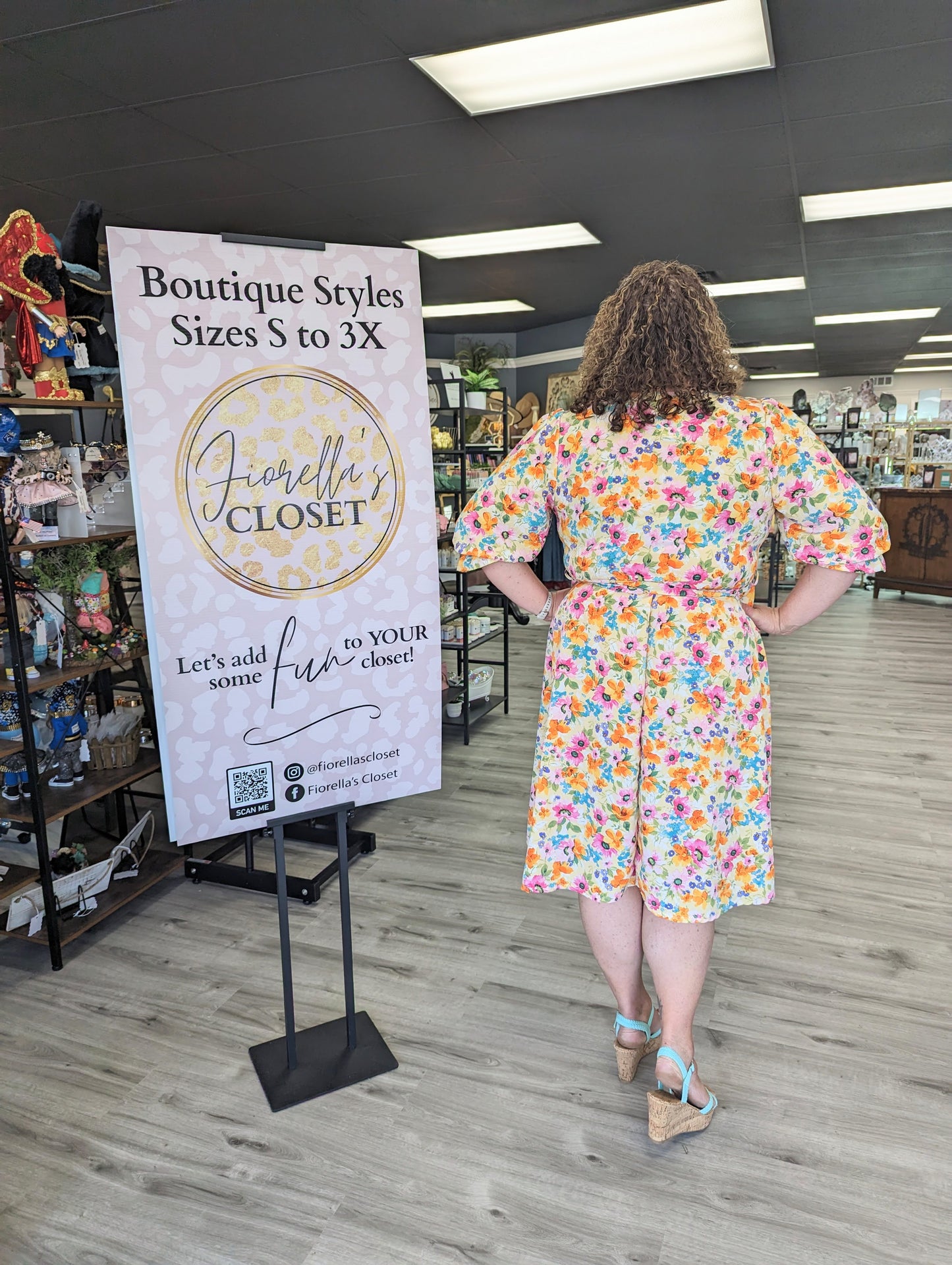 Curvy Floral A Line Dress - Yellow