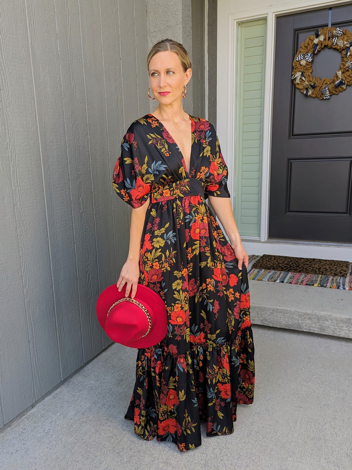 Black Floral Luxe Maxi Dress