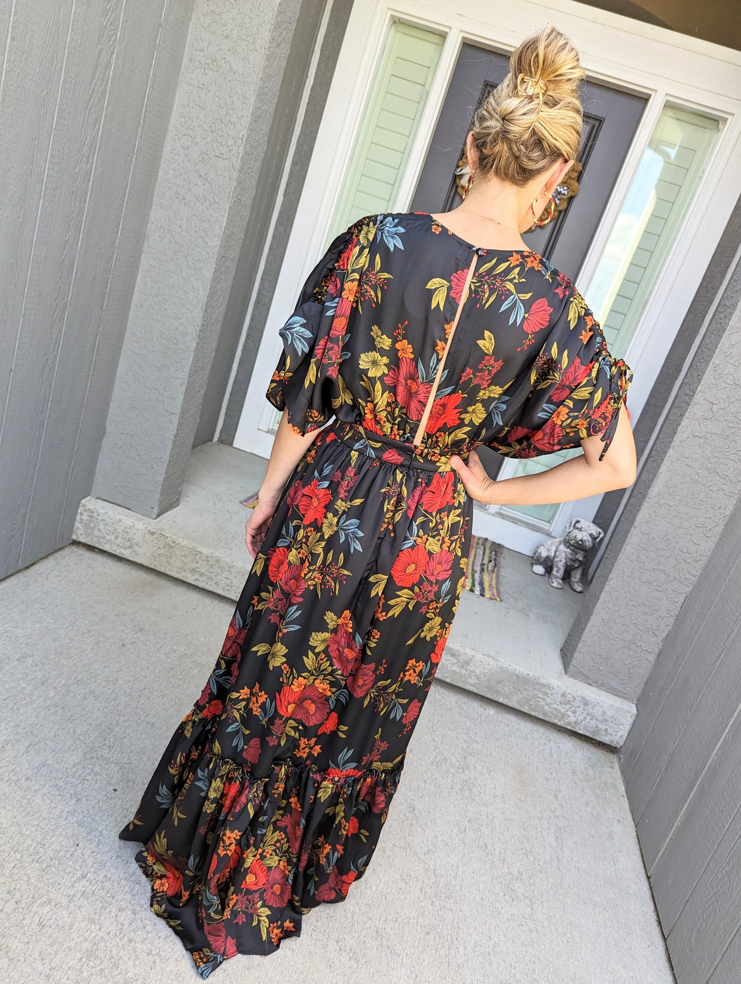 Black Floral Luxe Maxi Dress