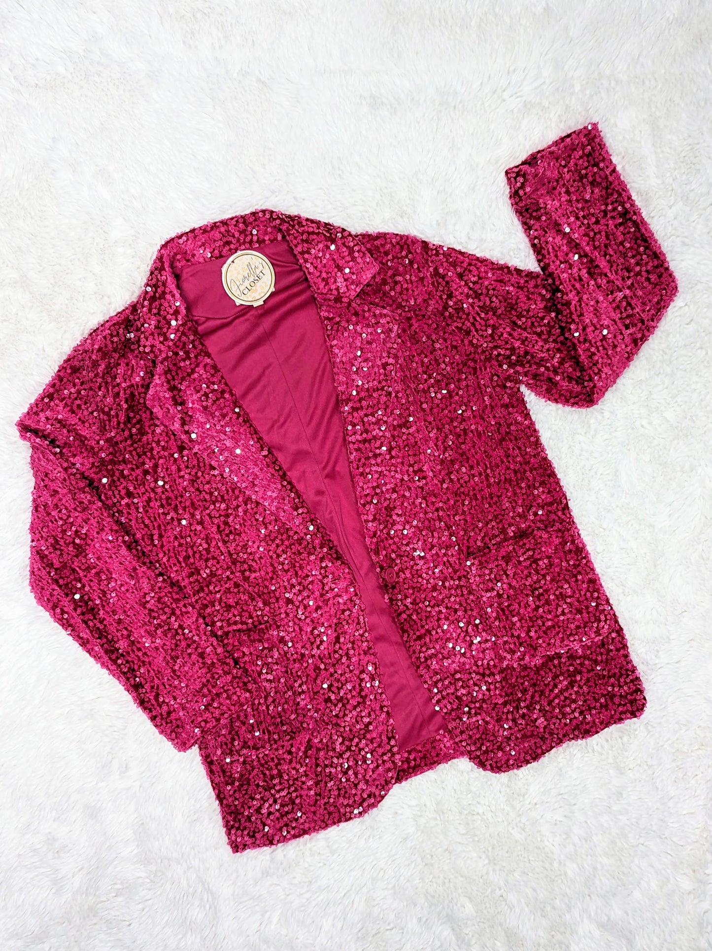 Curvy Fiesta Sequin Blazer Pink