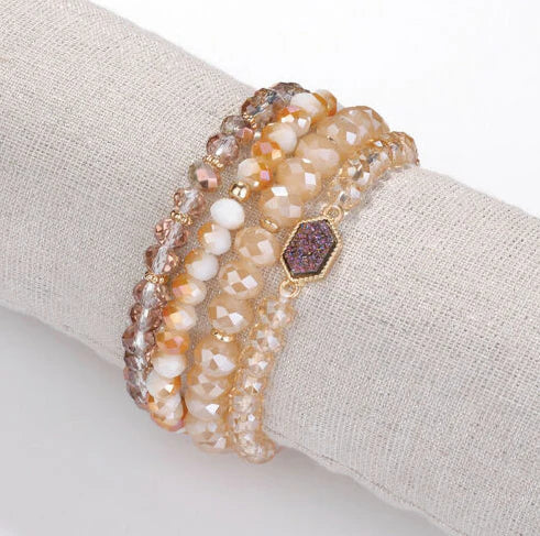 Peach Druzy Bracelet Stack