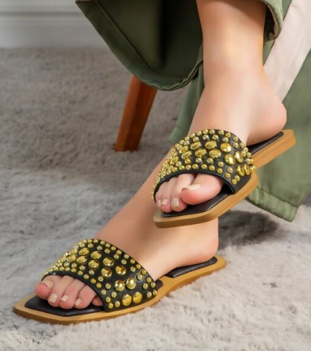 Black Studded Sandals