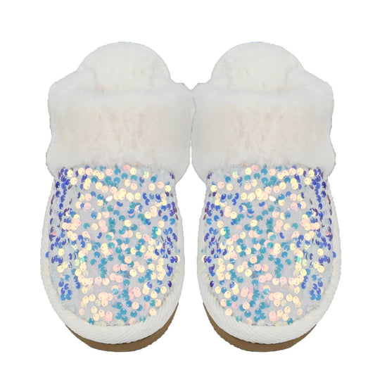 Sequin Slippers White