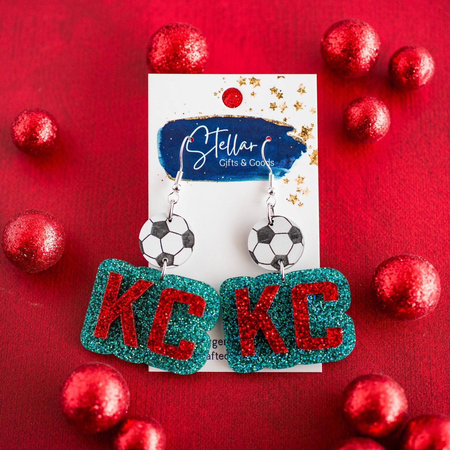 KC Soccer Drop Dangle Earrings