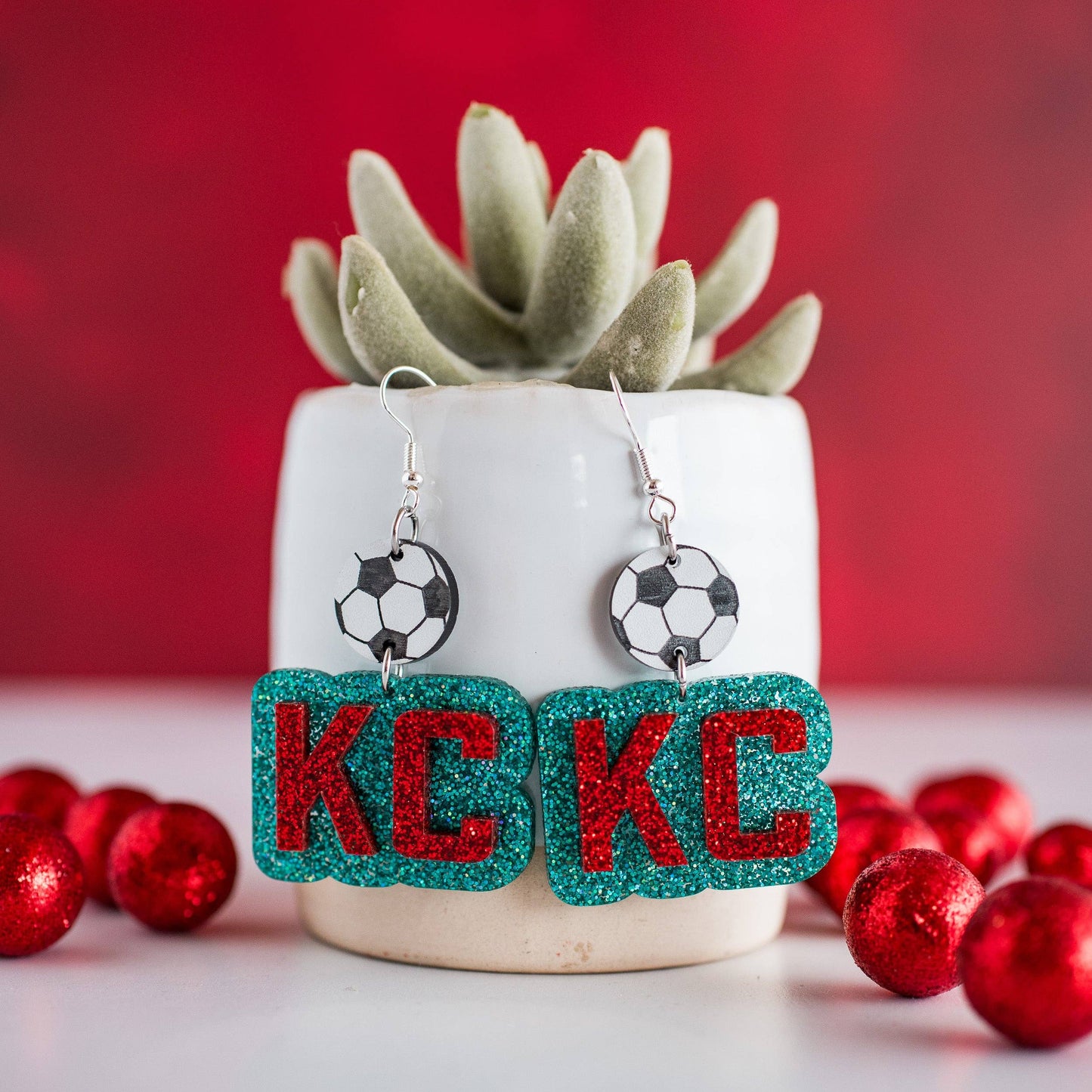 KC Soccer Drop Dangle Earrings