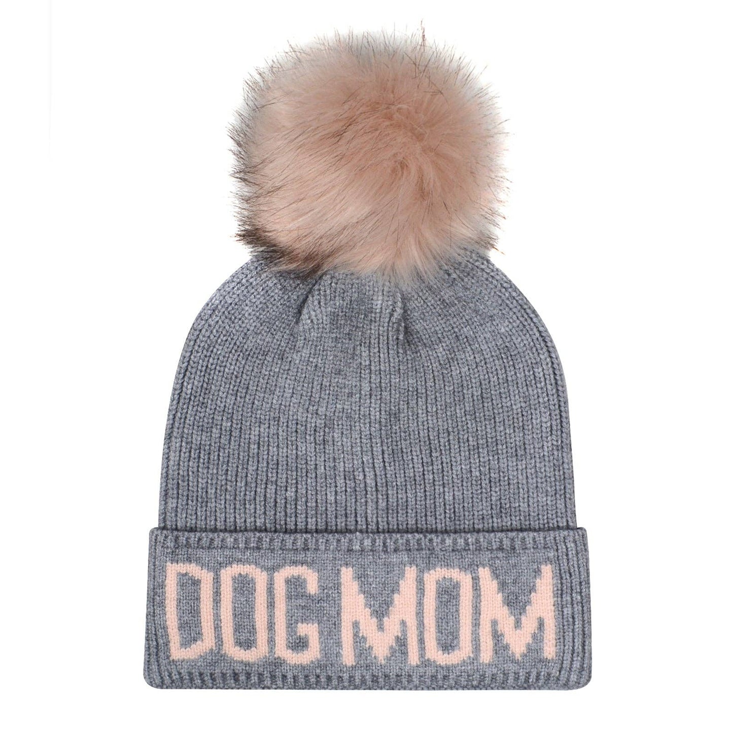 Dog Mom Pompom Knit Beanie