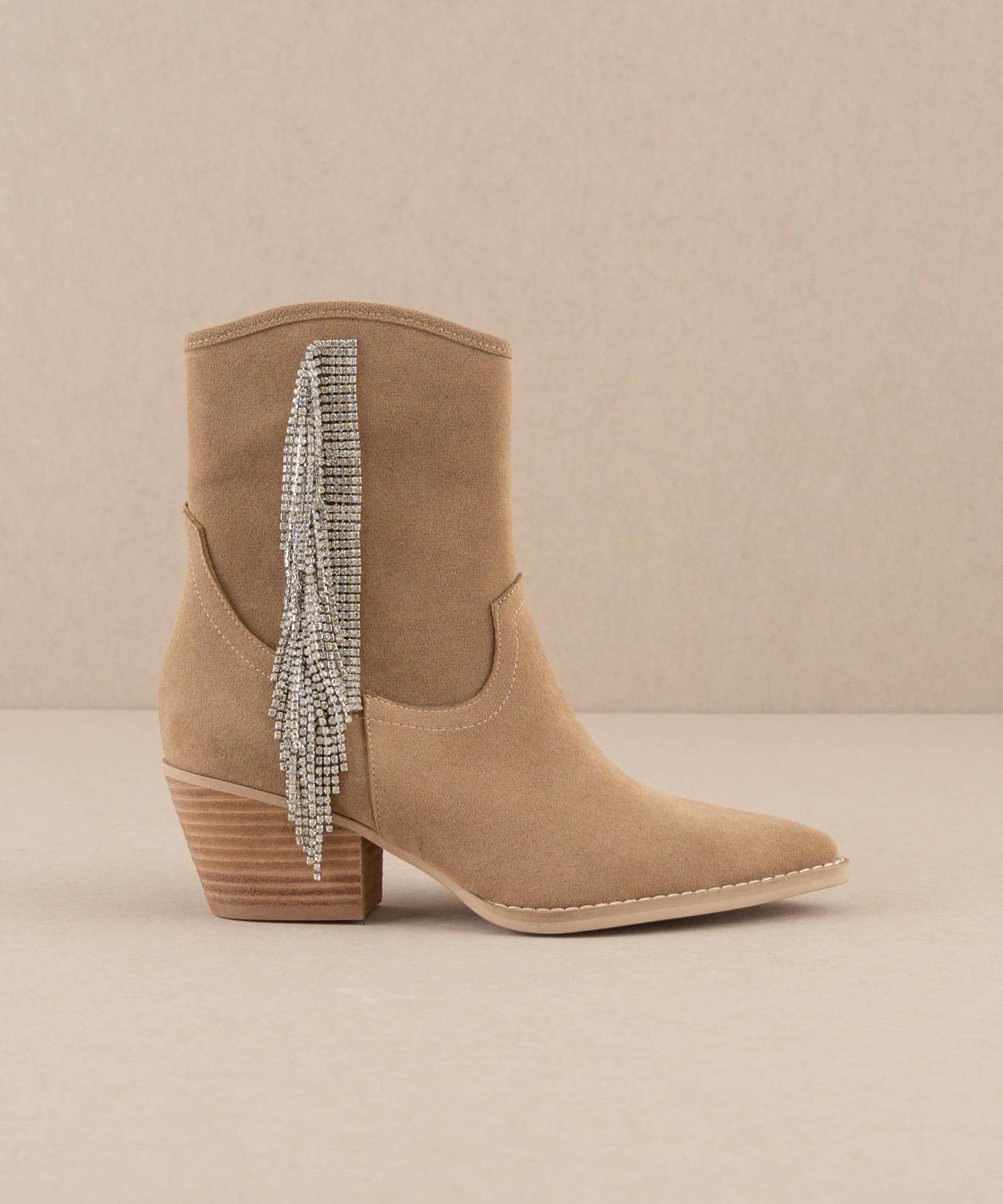 Sparkle Fringe Bootie Tan