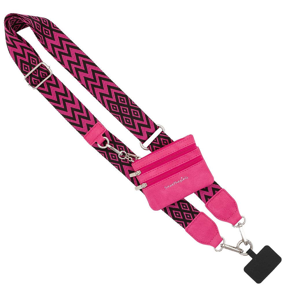 Clip & Go Strap w Pouch Pink Chevron