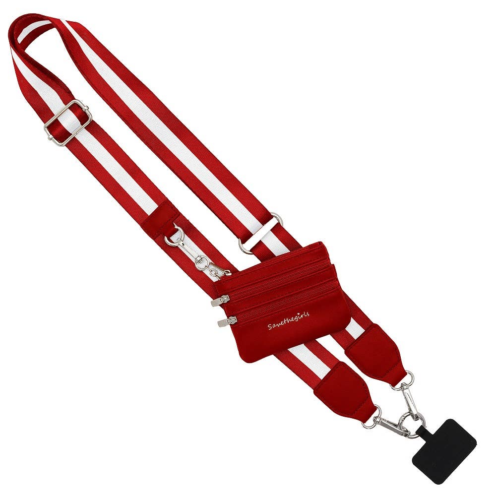 Clip & Go Strap w Pouch Red & White