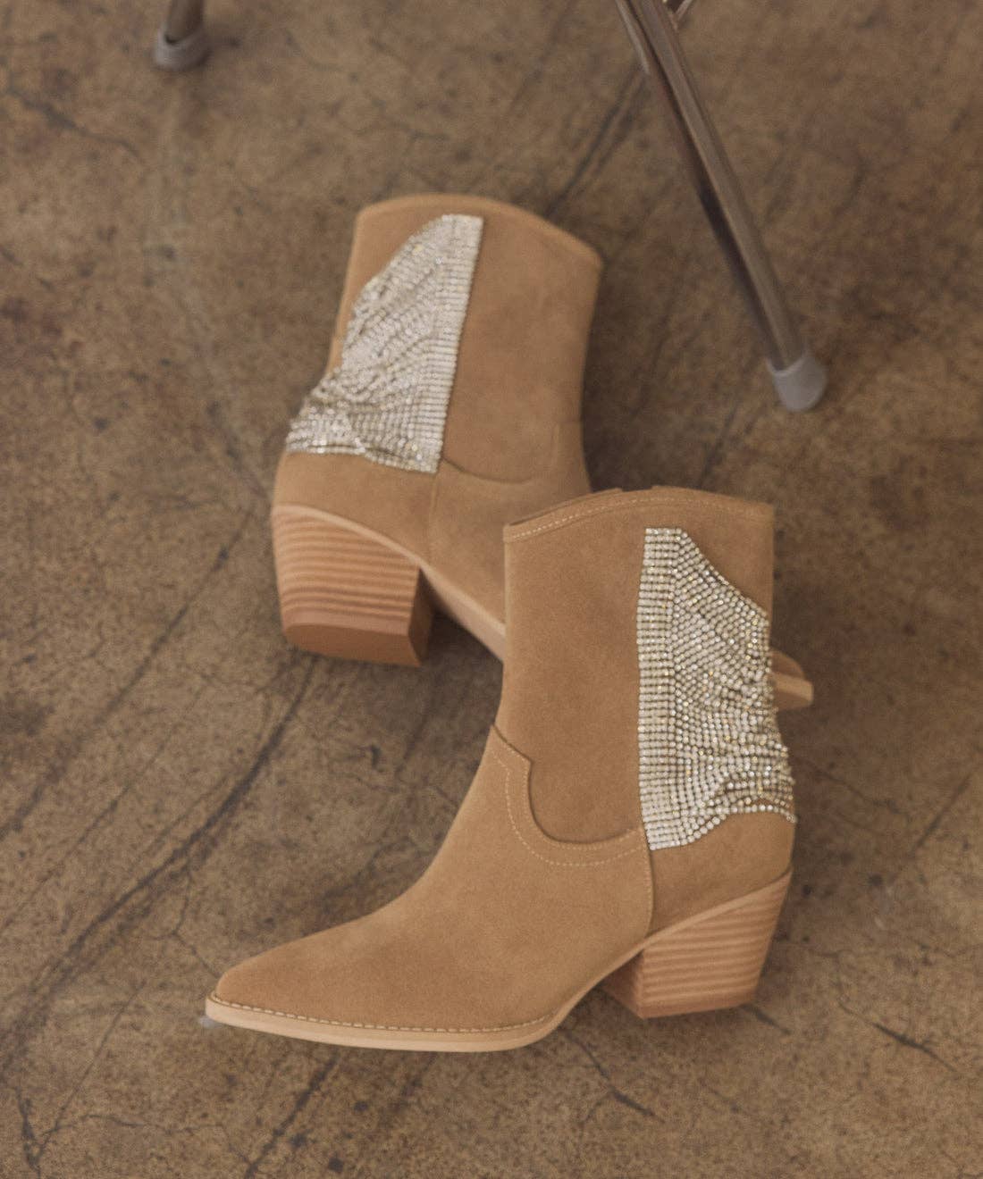 Sparkle Fringe Bootie Tan