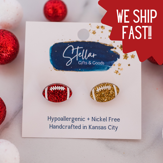 Football Glitter Studs