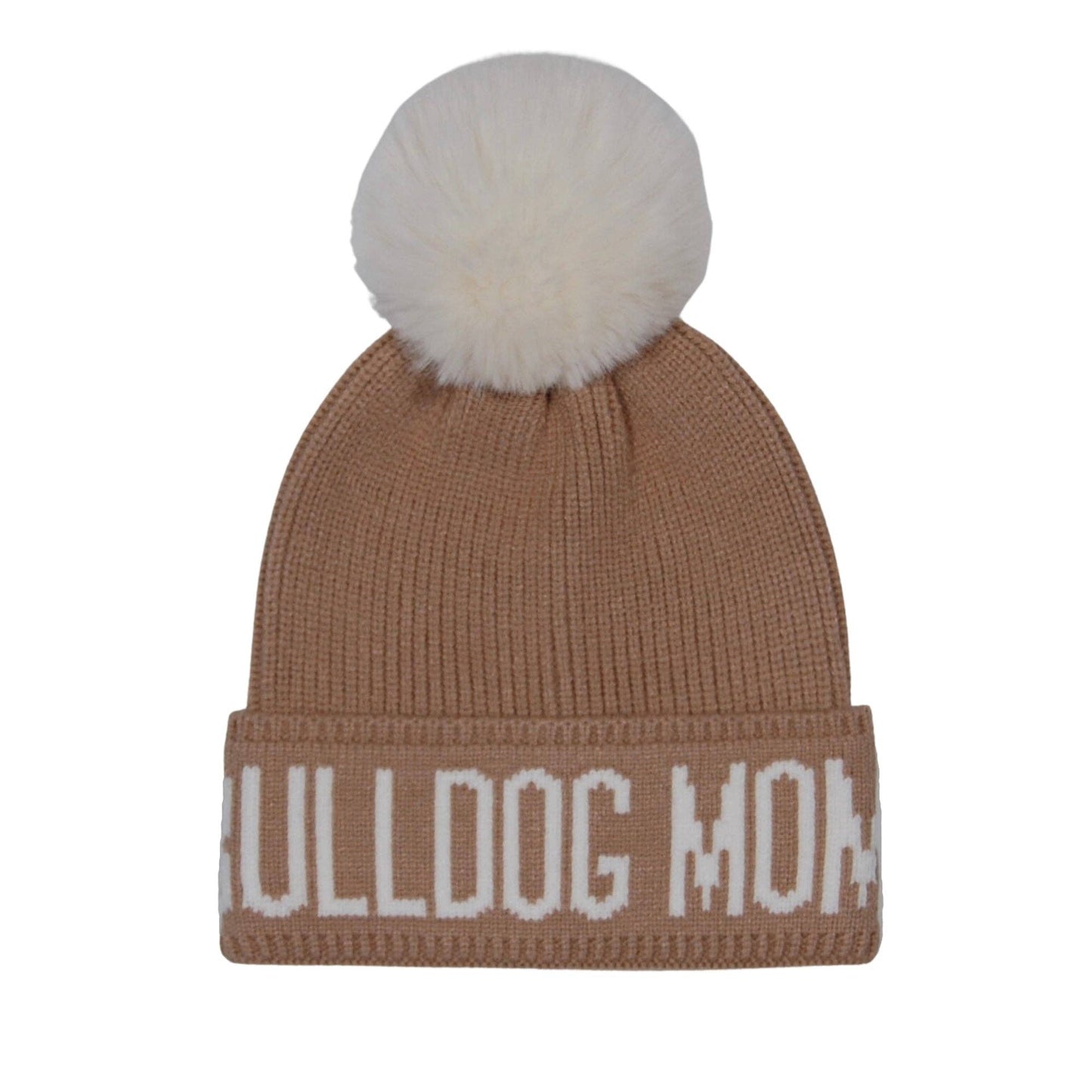 Bulldog Mom Pompom Knit Beanie