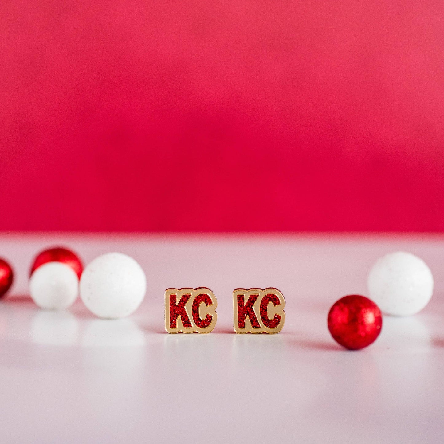 Red & Gold Mirror KC Studs